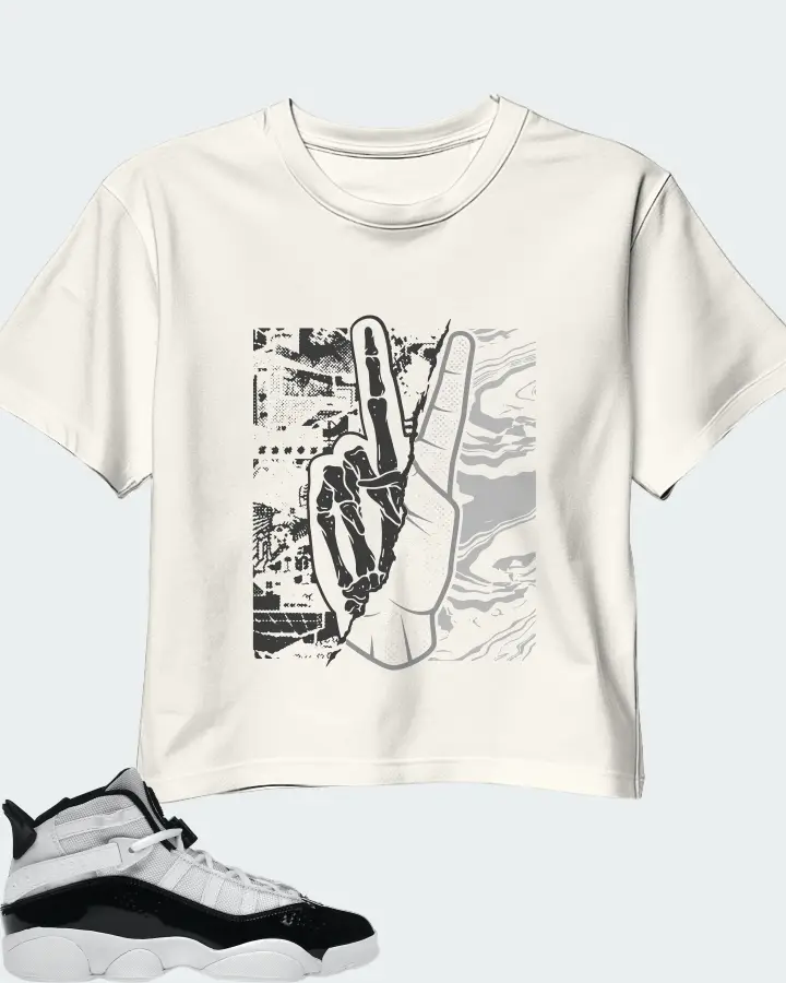 Jordan 6 Rings Sneaker Matching Ecru White Crop Top - Peace of mind