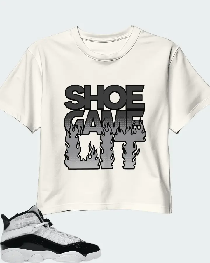 Jordan 6 Rings Sneaker Matching Ecru White Crop Top - Shoe Game Lit Refreshed