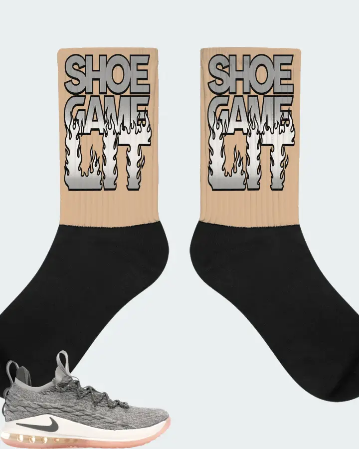 Nike LeBron 15 Low Sneaker Matching Cream Socks - Shoe Game Lit Refreshed
