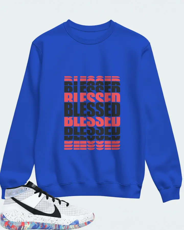 Nike KD 13 Sneaker Matching Royal Blue Sweatshirt - BLESSED Many Times