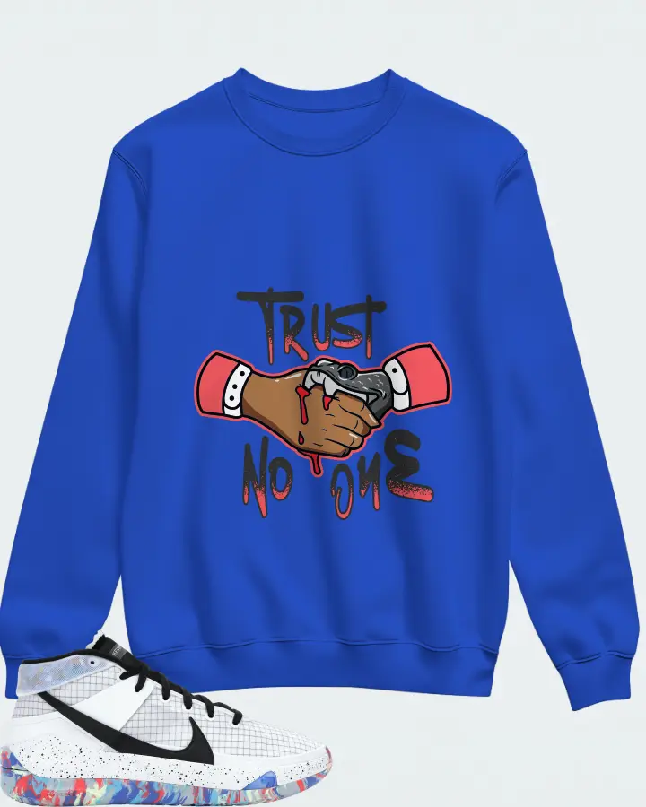 Nike KD 13 Sneaker Matching Royal Blue Sweatshirt - Trust No One