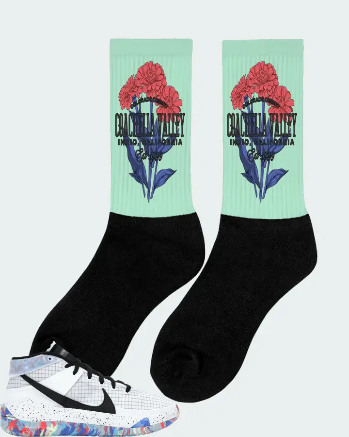 Nike KD 13 Sneaker Matching Mint Socks (Coachella Valley) - View 3