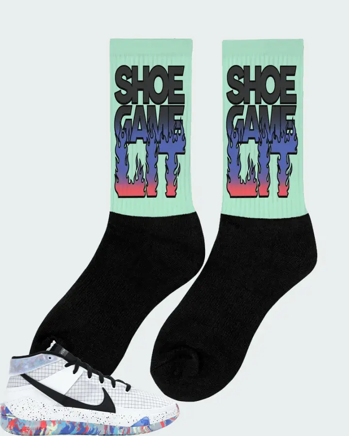 Nike KD 13 Sneaker Matching Mint Socks (Shoe Game Lit Refreshed) - View 3