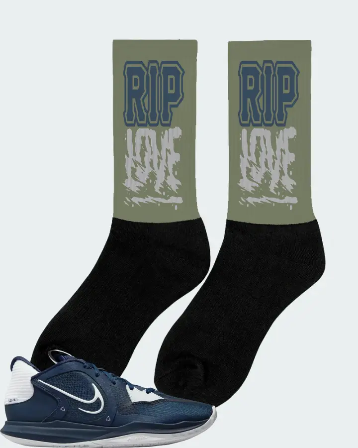 Nike Kyrie 5 Low TB Sneaker Matching Olive Socks (RIP Love) - View 3