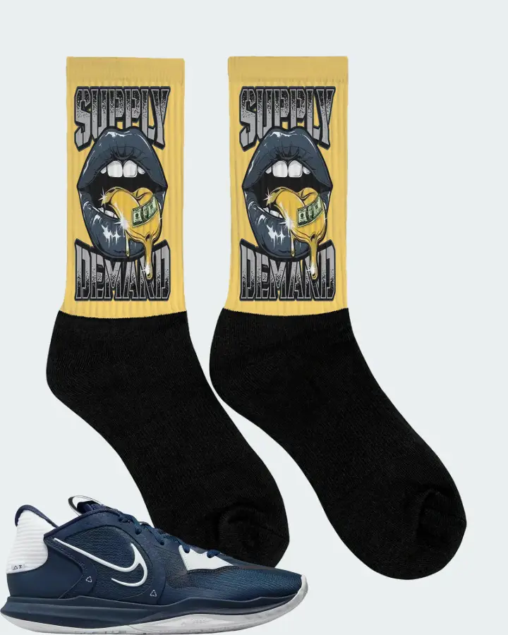 Nike Kyrie 5 Low TB Sneaker Matching Yellow Socks (Supply Demand) - View 2