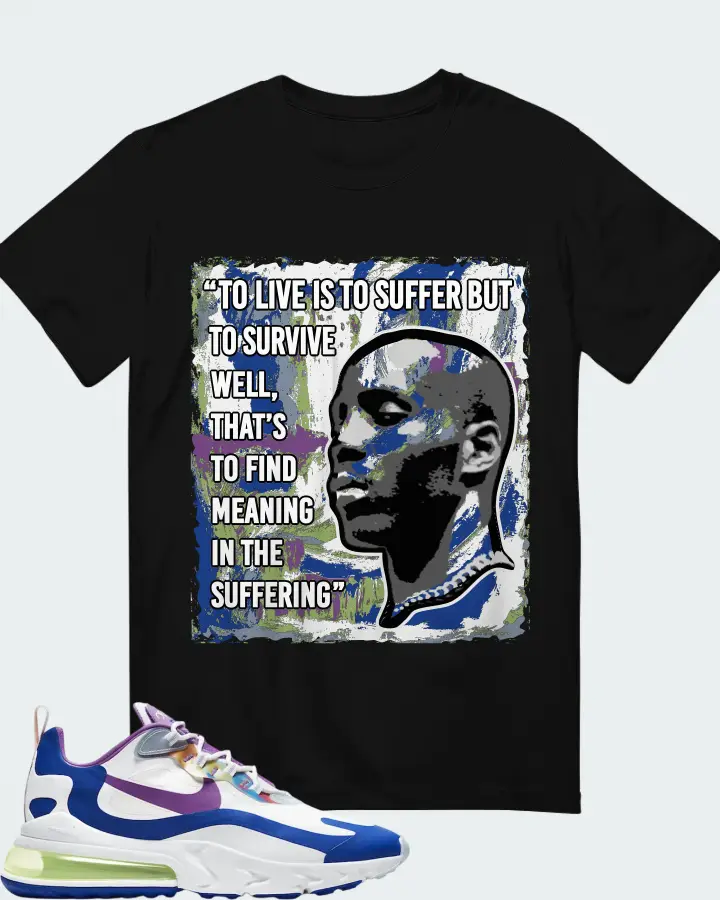 Nike Air Max 270 React Easter Sneaker Matching Black T-Shirt - DMX Suffer Quote
