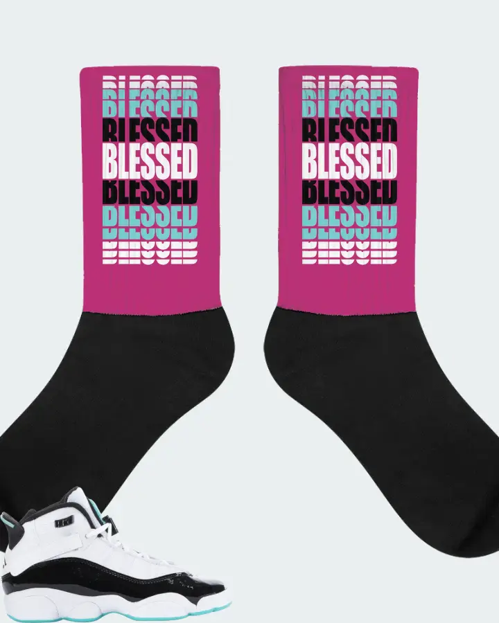 Jordan 6 Rings Sneaker Matching Berry Socks - BLESSED Many Times