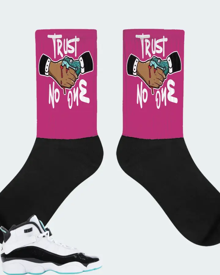 Jordan 6 Rings Sneaker Matching Berry Socks - Trust No One