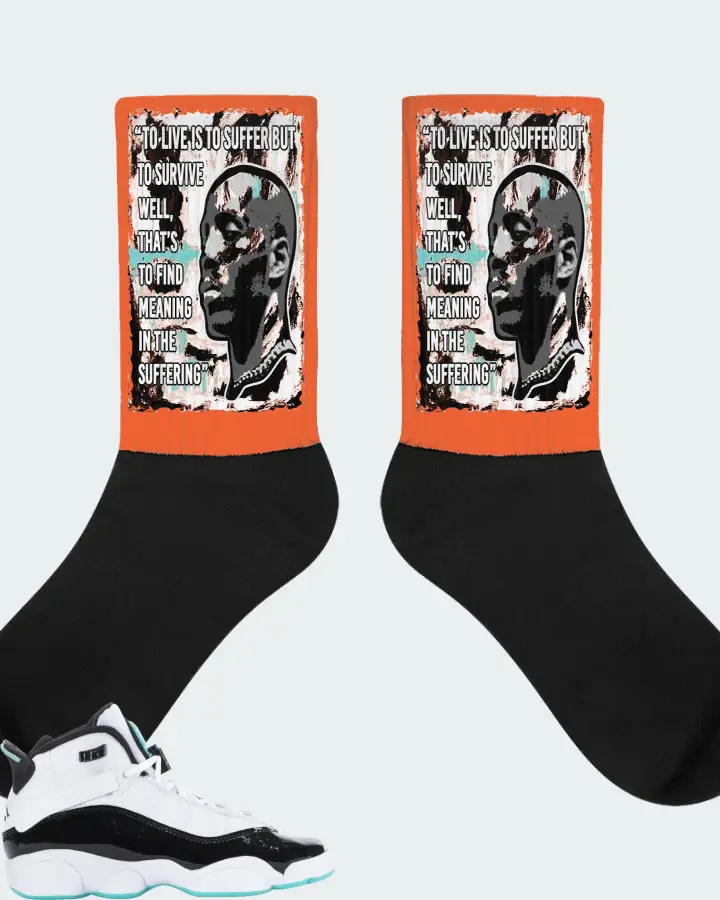 Jordan 6 Rings Sneaker Matching Orange Socks - DMX Suffer Quote