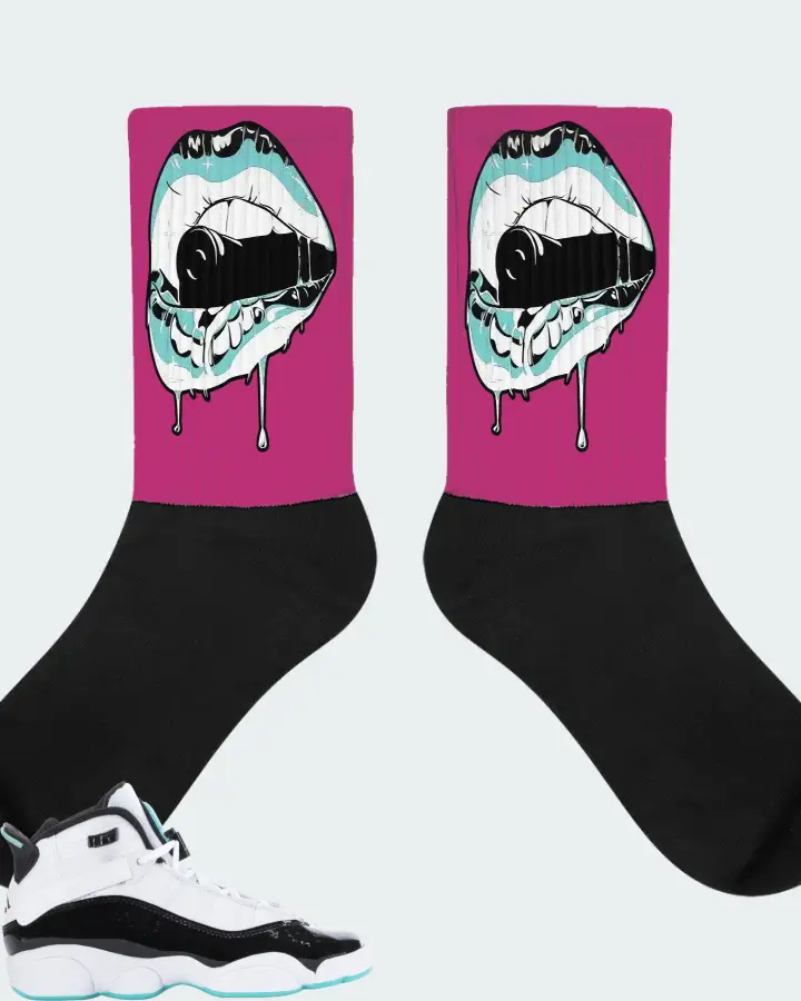 Jordan 6 Rings Sneaker Matching Berry Socks - Kiss of Death