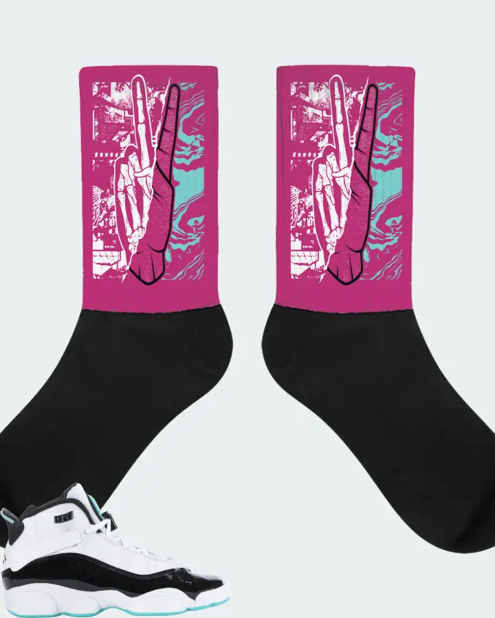 Jordan 6 Rings Sneaker Matching Berry Socks - Peace of mind