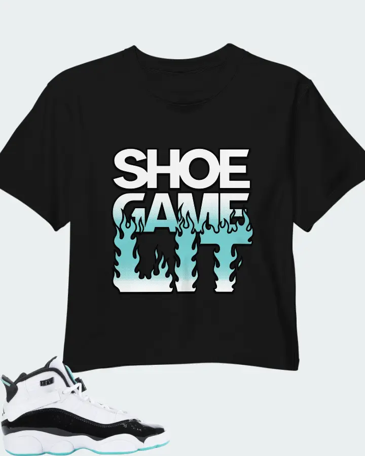 Jordan 6 Rings Sneaker Matching Black Crop Top - Shoe Game Lit Refreshed