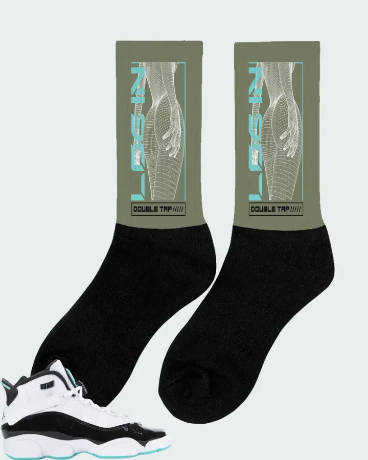 Jordan 6 Rings Sneaker Matching Olive Socks (LOGIN) - View 3