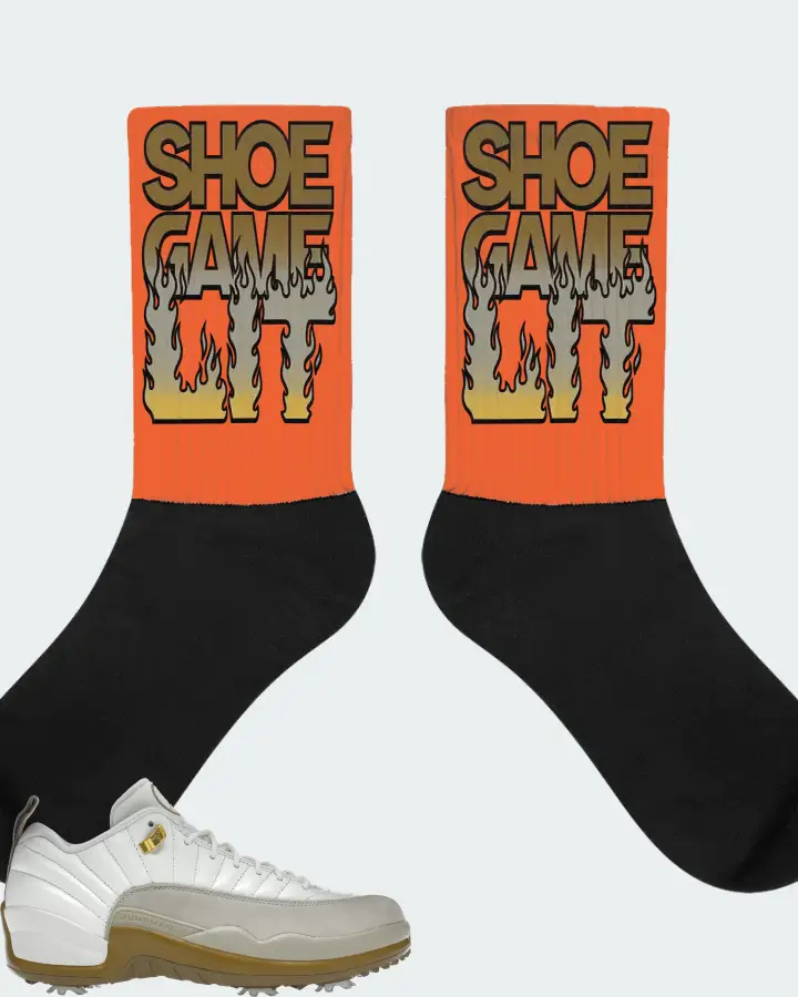 Jordan 12 Retro Low Golf Sneaker Matching Orange Socks - Shoe Game Lit Refreshed