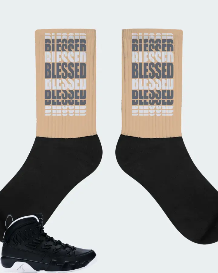 Jordan 9 Retro Sneaker Matching Cream Socks - BLESSED Many Times