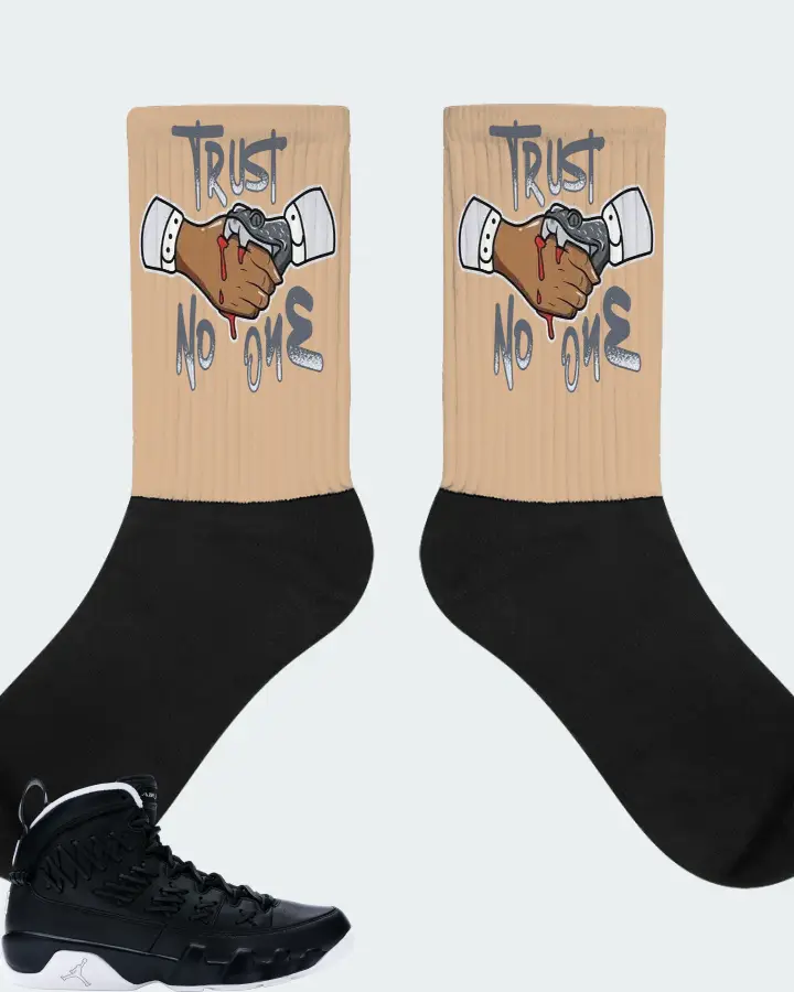 Jordan 9 Retro Sneaker Matching Cream Socks - Trust No One