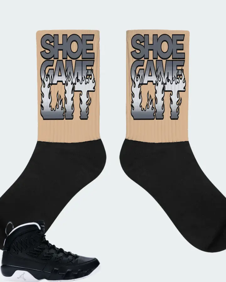 Jordan 9 Retro Sneaker Matching Cream Socks - Shoe Game Lit Refreshed