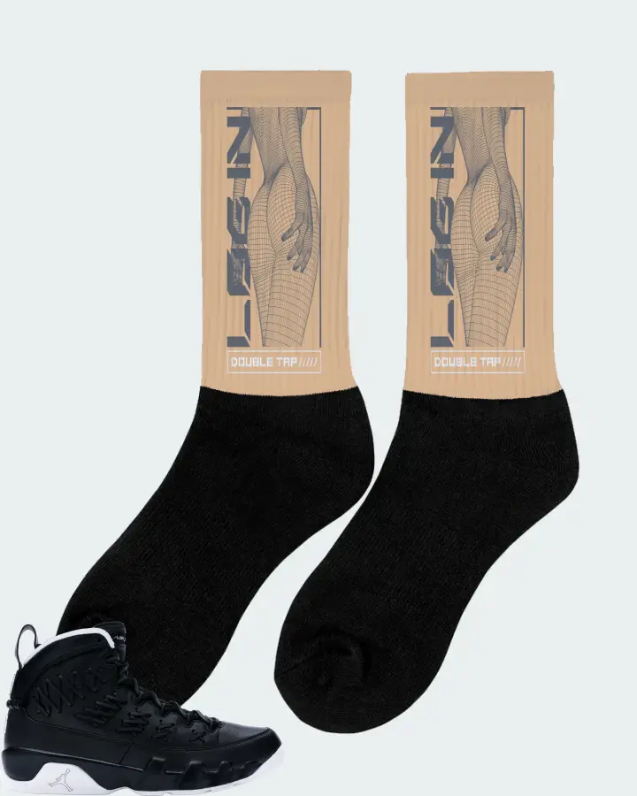 Jordan 9 Retro Sneaker Matching Cream Socks (LOGIN) - View 3