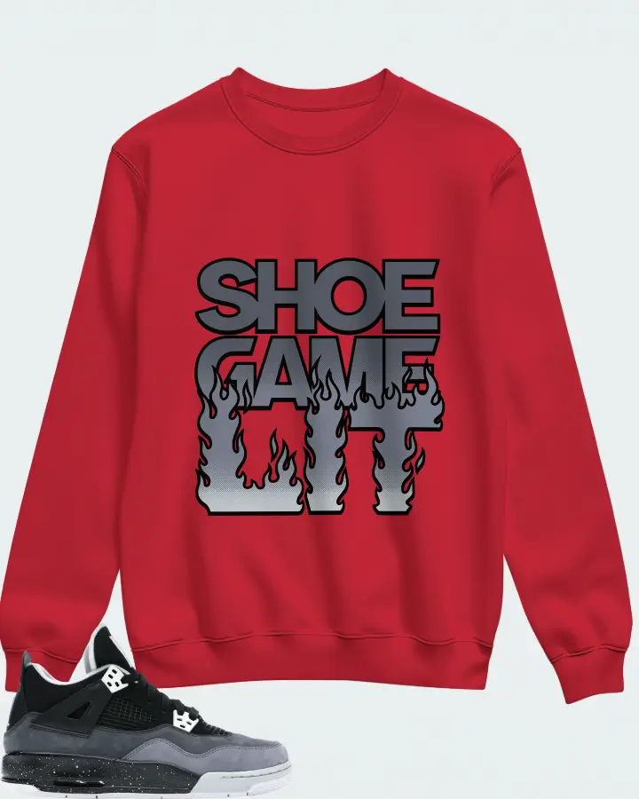Jordan 4 Retro Sneaker Matching Red Sweatshirt - Shoe Game Lit Refreshed