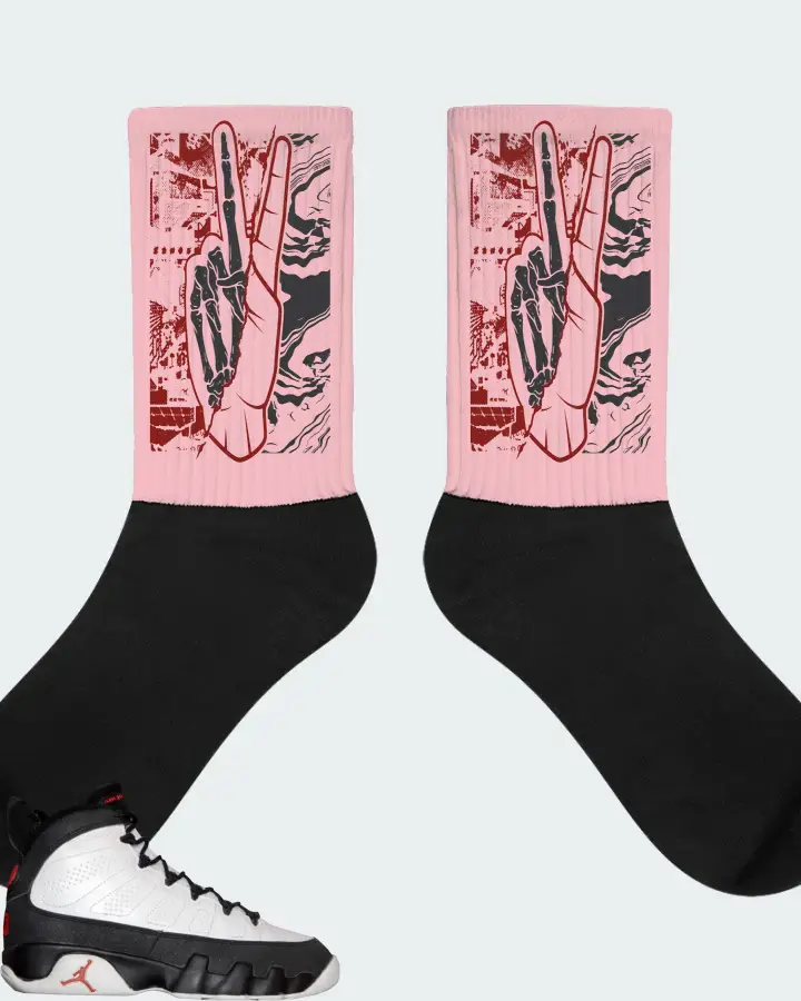 Jordan 9 OG Sneaker Matching Pink Socks - Peace of mind