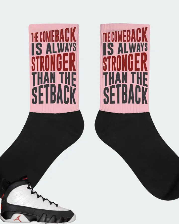 Jordan 9 OG Sneaker Matching Pink Socks - The Comeback