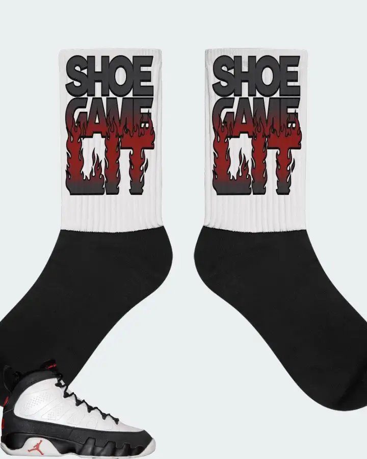 Jordan 9 OG Sneaker Matching White Socks - Shoe Game Lit Refreshed