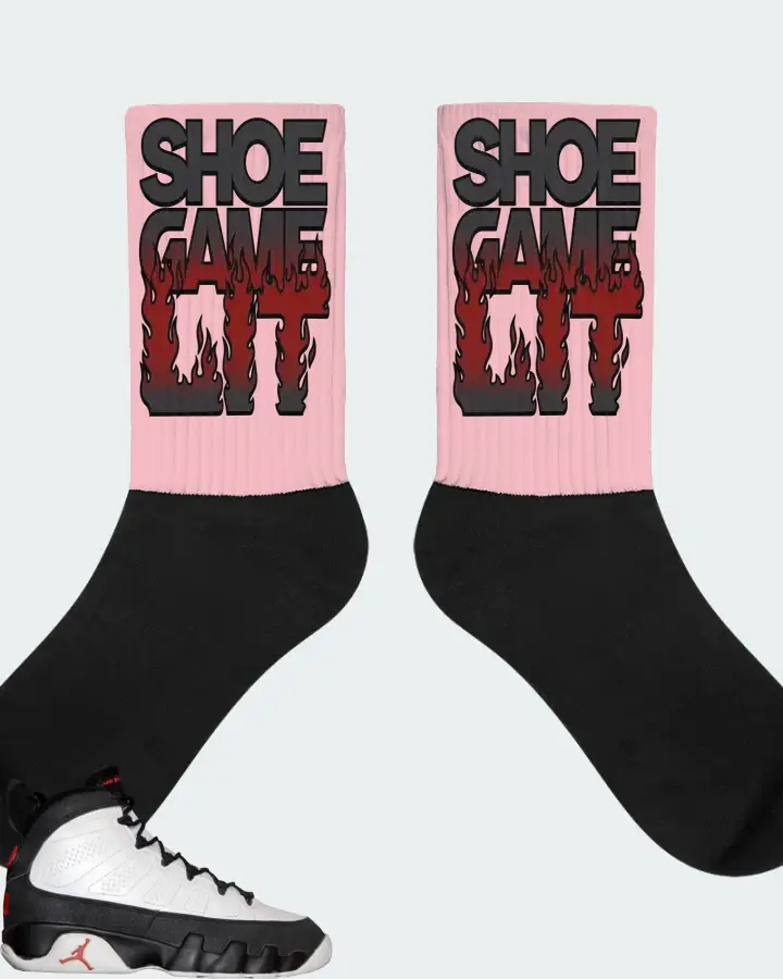 Jordan 9 OG Sneaker Matching Pink Socks - Shoe Game Lit Refreshed