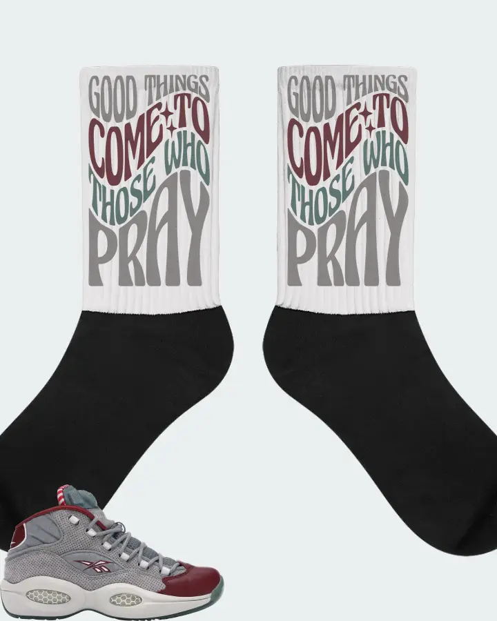 Reebok Pump Question Sneaker Matching White Socks - Good Things Come To Those Who Pray