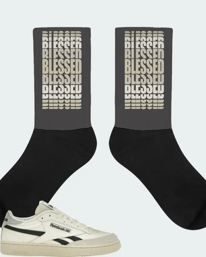Reebok Club C Revenge Sneaker Matching Dark Grey Socks - BLESSED Many Times