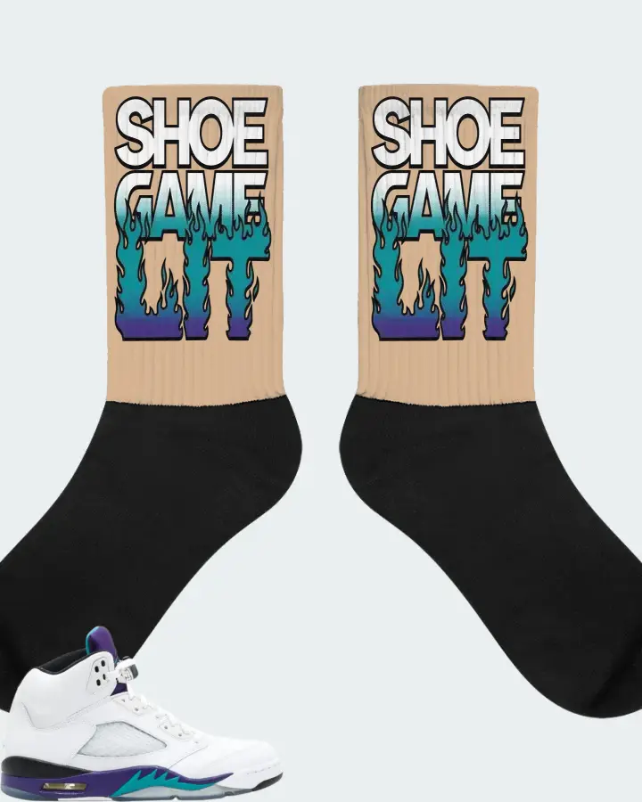 Jordan 5 Retro Sneaker Matching Cream Socks - Shoe Game Lit Refreshed