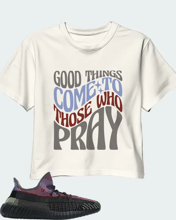 adidas Yeezy Boost 350 V2 Sneaker Matching Ecru White Crop Top - Good Things Come To Those Who Pray