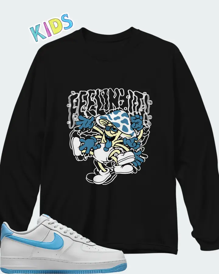 Nike Air Force 1 Low University Blue Matching Kid's Long Sleeve T-Shirt