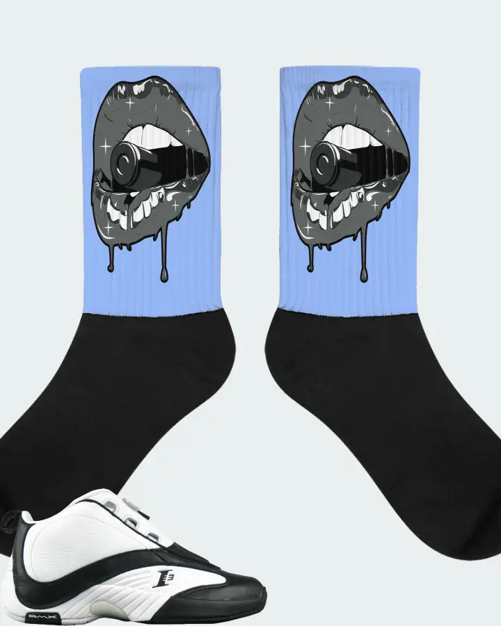 Reebok Answer IV Sneaker Matching Carolina Blue Socks - Kiss of Death