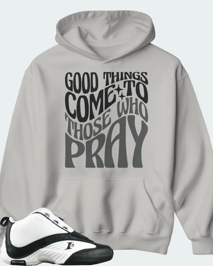 Reebok Answer IV Sneaker Matching Grey Hoodie - Good Things Come To Those Who Pray
