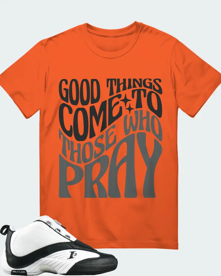 Reebok Answer IV Sneaker Matching Orange T-Shirt - Good Things Come To Those Who Pray