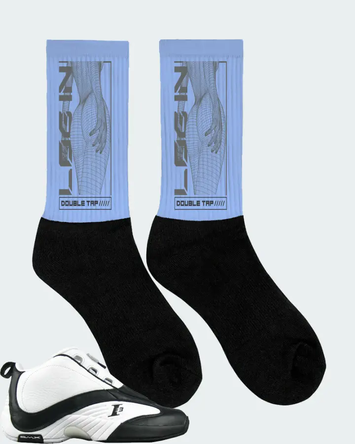 Reebok Answer IV Sneaker Matching Carolina Blue Socks (LOGIN) - View 2