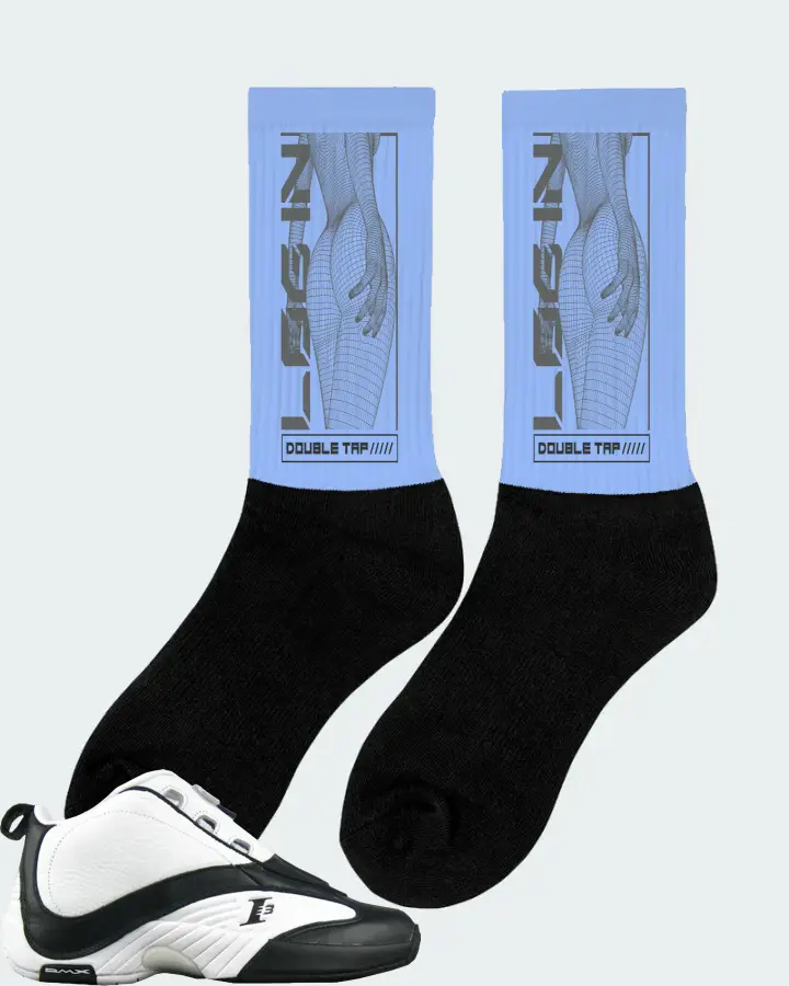 Reebok Answer IV Sneaker Matching Carolina Blue Socks (LOGIN) - View 3