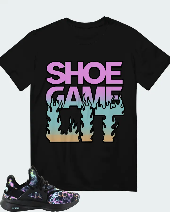 Puma Softride Enzo Evo Bubble Dye Women  Sneaker Matching Black T-Shirt - Shoe Game Lit Refreshed