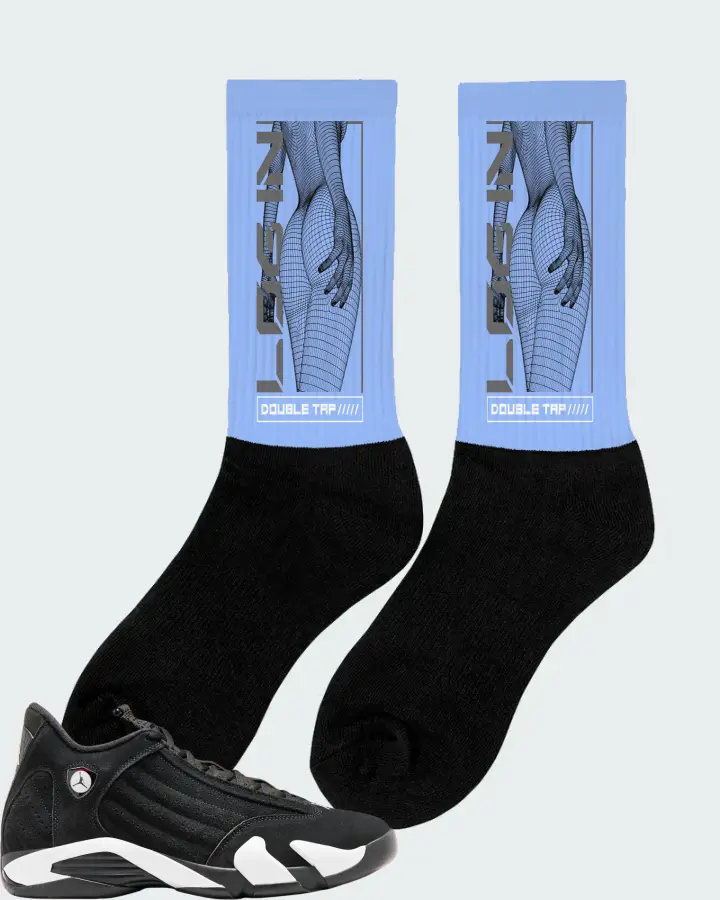 Jordan 14 Retro Sneaker Matching Carolina Blue Socks (LOGIN) - View 3