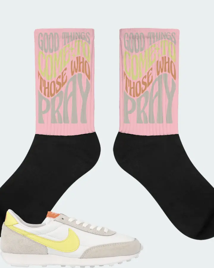 Nike Daybreak Sneaker Matching Pink Socks - Good Things Come To Those Who Pray
