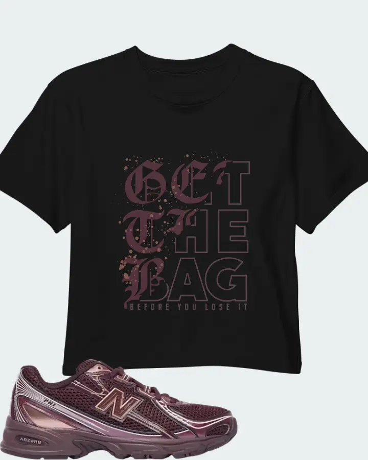 New Balance 740 Classic Crimson Deep Plum Matching Crop Top