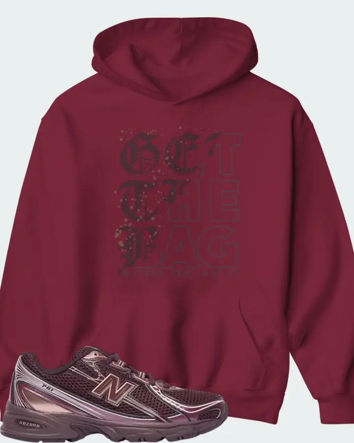 New Balance 740 Classic Crimson Deep Plum Matching Hoodie