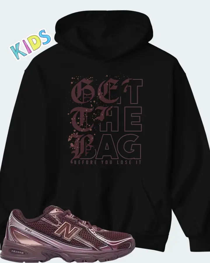 New Balance 740 Classic Crimson Deep Plum Matching Kid's Hoodie