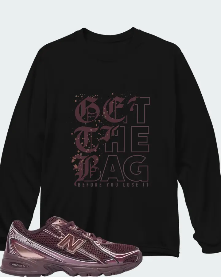 New Balance 740 Classic Crimson Deep Plum Matching Long Sleeve T-Shirt