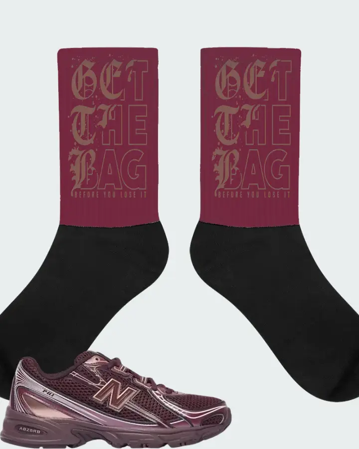 New Balance 740 Classic Crimson Deep Plum Matching Socks