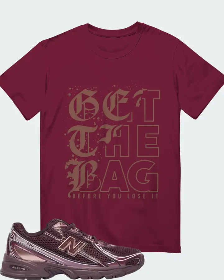 New Balance 740 Classic Crimson Deep Plum Matching T-Shirt