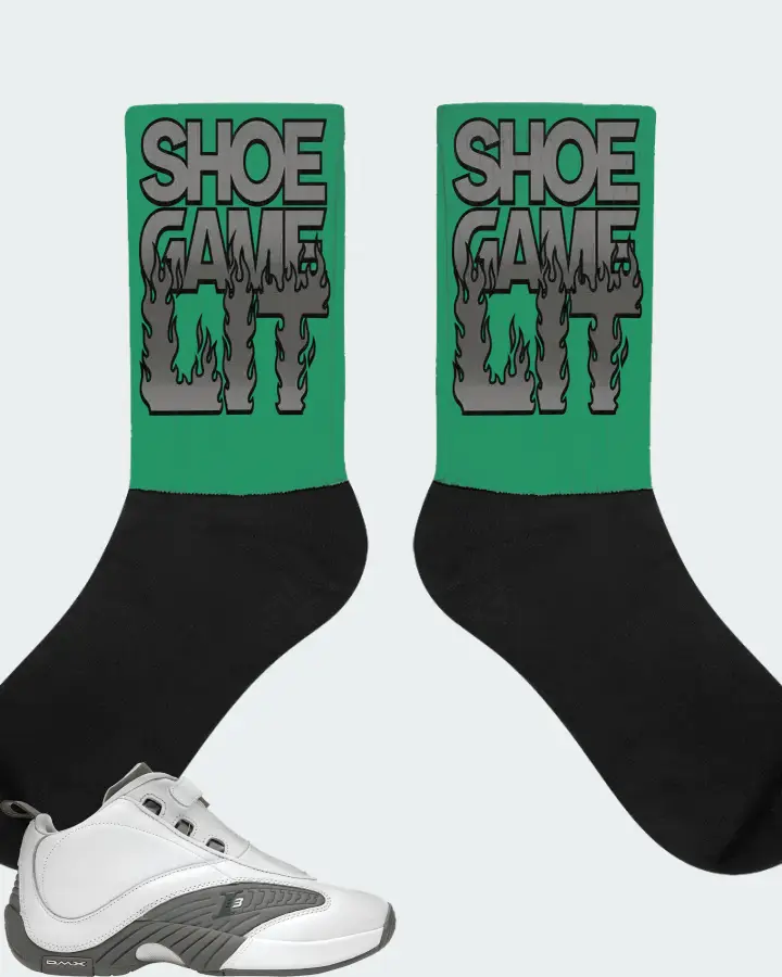Reebok Answer IV Sneaker Matching Kelly Green Socks - Shoe Game Lit Refreshed