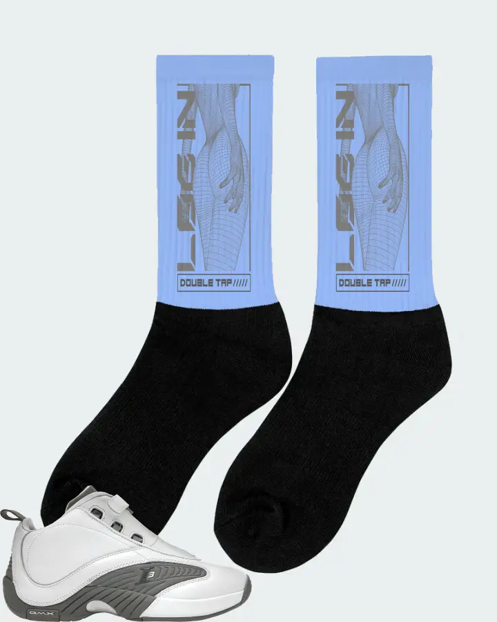 Reebok Answer IV Sneaker Matching Carolina Blue Socks (LOGIN) - View 3