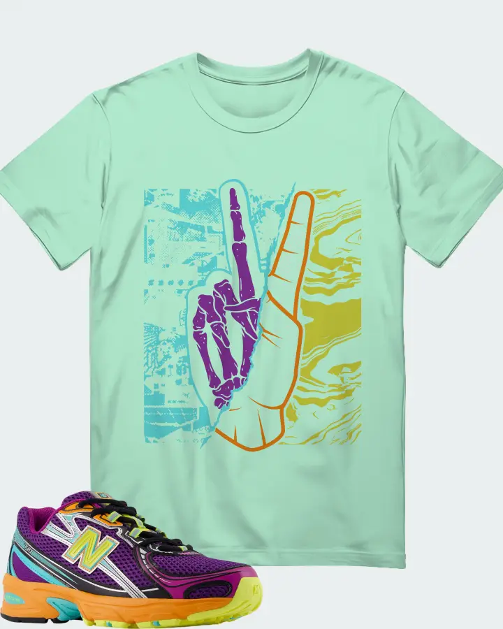 New Balance 740v2  Multi-Color Sneaker Matching Mint T-Shirt - Peace of mind
