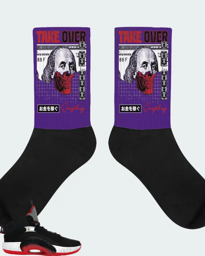 Jordan XXXV Sneaker Matching Purple Socks - Take Over